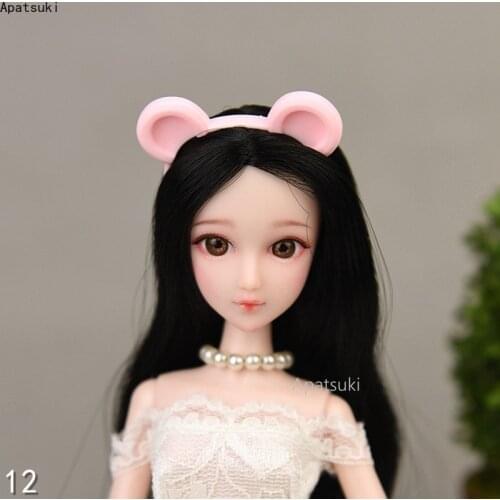 Pink Mouse Ear Headband Headwear Plastic Tiara For Barbie Doll Accessories Hair Accessories Hairwear For 1/6 Dollhouse Toy