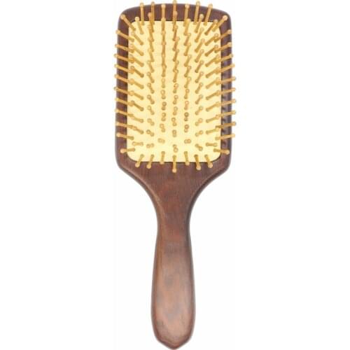 Mythus Wooden Teeth Professional Detangling Hair Square Paddle Brush Air Cushion Scalp Massage Comb High Quality Wood Hairbrush