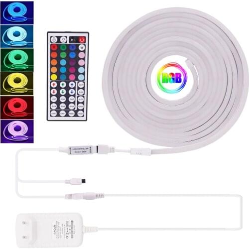 RGB LED Strip Ligth DC 12V Flexible Neon Sign Remote Control Felxible LED Ribbon Tape Waterproof LED Rope Neon Tube Home Decor