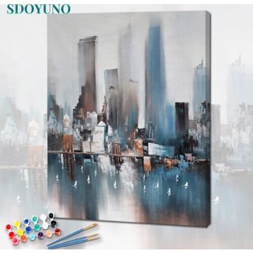 SDOYUNO 60x75cm Paint By Numbers For Adult City Scenery DIY Oil Painting By Numbers On Canvas Landscape Frameless Number Paintin