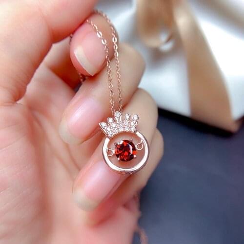 925 silver real natural red garnet pendants send necklace classic wholesale Fine women gift new plant 6mm mz0606885ags