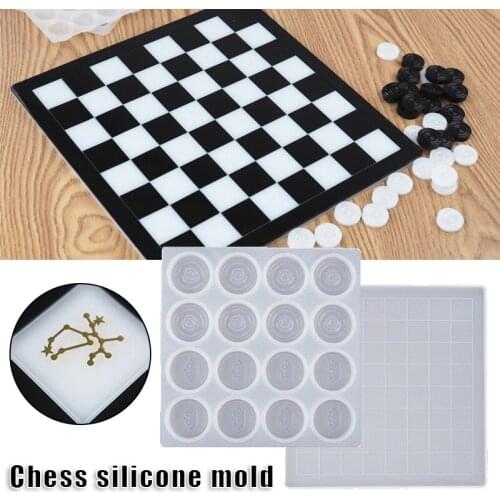DIY Chess Board Silicone Mould Multi-purpose Reusable Chess Mold Handmade Family Game Making Crafts C1