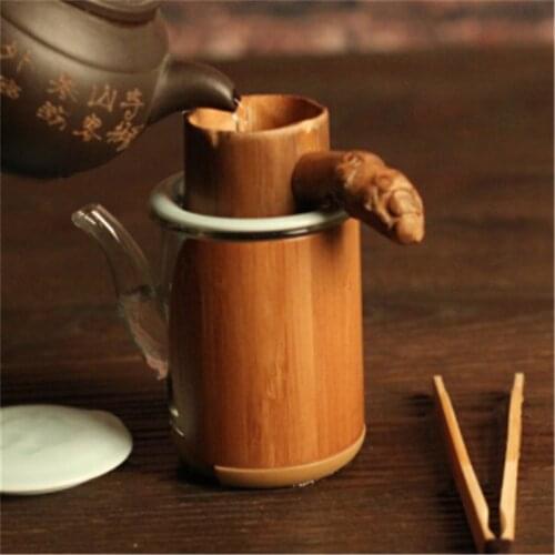 Natural Bamboo Tea Filter Strainer with Handle Wooden Color Bamboo Tea Strainer Drinkware Tea Accessories