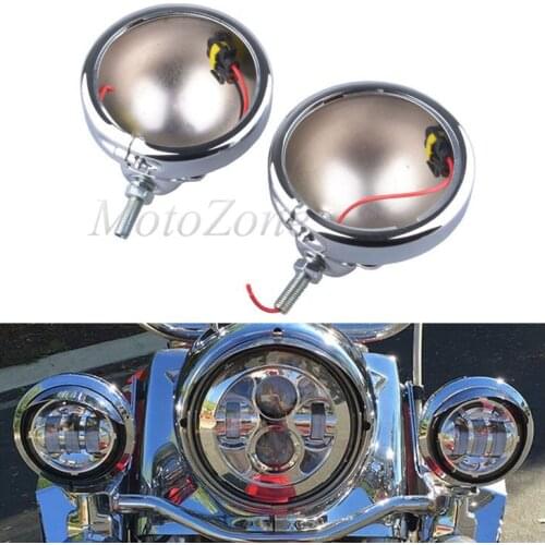 4.5 Inch LED Fog Lamps Housing Bucket 4-1/2" Driving Passing Lights Shell Suit For Harley Touring Electra Glide Road King
