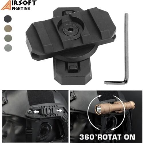 Tactical Helmet Side Rail Mount Adapter Adjustable 360° Rotation ARC Guide Rail for Airsoft Fast Helmet 19mm Picany Slot 1Pair