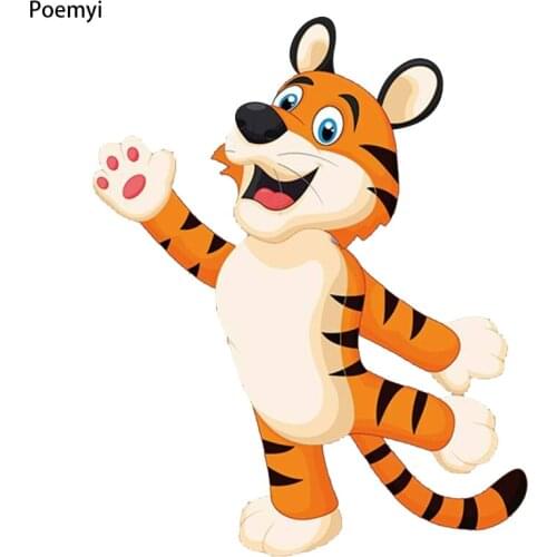 Poemyi Iron on Cute Tiger Patches Stickers on Clothes Jacket Cartoon Anime Patch Stripe Thermal Vinyl Sticker Heat Transfers F