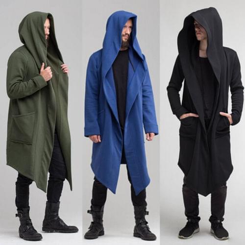 Fashion Hoodie Mens Womens Warm Hooded Solid Coat Jacket Spring Autumn Cardigan Burning Man Costume Oversize