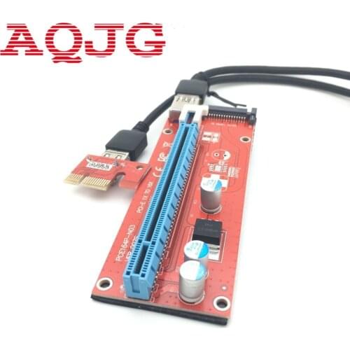 VER 007S Red PCI-E PCI E Express Riser Card 1x to 16x SATA Molex Power Supply + USB 3.0 Data Cable For BTC Miner Machine 50set
