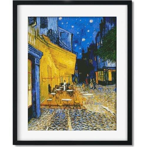 Needlework,11ct/14ct DIY Cross stitch,Sets For Embroidery kits Van Gogh Coffee Shop Pattern Cross-Stitch painting gift