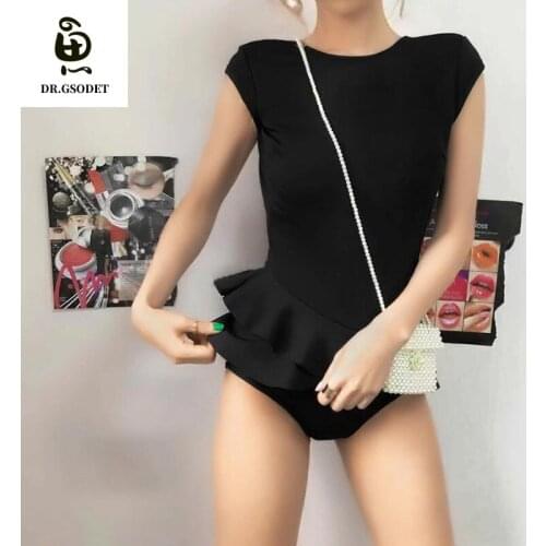 GSODET Bikini Set 2021 Black V-Neck Halter Sexy Triangle One-Piece Push-Up Swimsuit Women Summer Bathing Suit Swimwear Beachwear