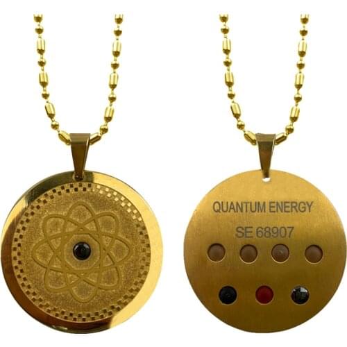 Golden Quantum Scarlar Energy Pendant with 7 Health Stones and Negative Ions for EMF Protection Health Necklace