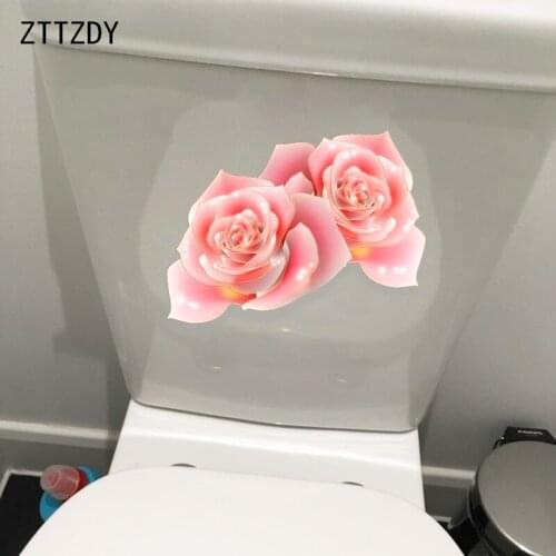 ZTTZDY 21.8*18.5CM Crystal Clear Rose Fashion Girl Bedroom Wall Decal Toilet Seat Stickers Home Decor T2-0604