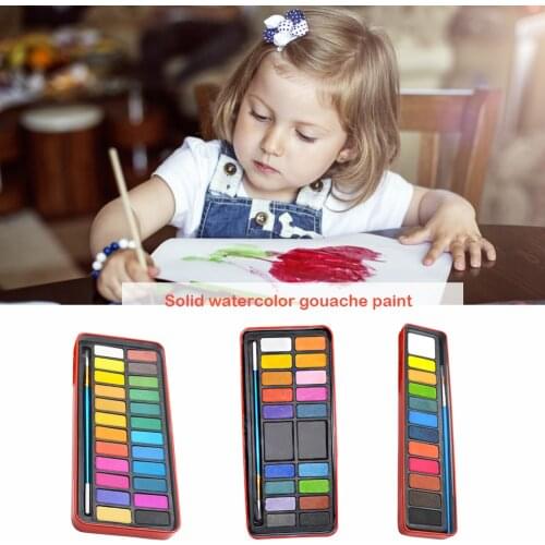12/18/24 Colors Solid Watercolor Paint Set Classic Colors and Simple Durable Design Drawing Pigment Kid Art Painting Tool