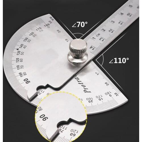 15cm/20cm Stainless Steel Round Head 180 degree Protractor Angle Finder Rotary Measuring Ruler Machinist Tool Craftsman Ruler