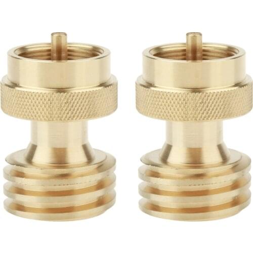 2 Pcs Universal Brass Gas Bottle 1 lb to 20 lb Propane Tank Adapter Converter