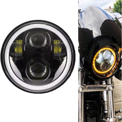 5.75inch led Motorcycle Headlight 883 Driving Light for Sporster Dyna Triumph 5 3/4" Moto Headlamp White/ Amber DRL Halo Ring