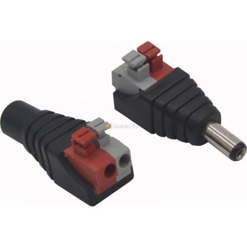 5pcs/lot Clip Spring DC Connector 5.5*2.1mm Male Female DC Connector Adapter for LED Strip no screw