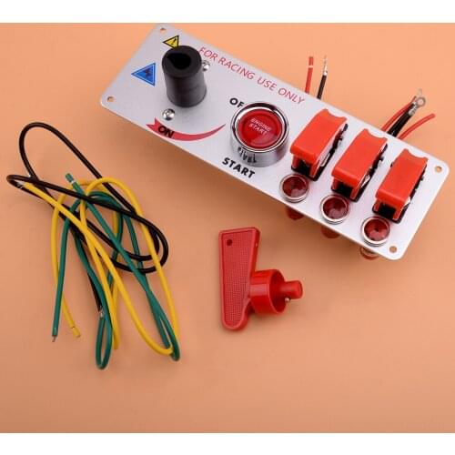 5in1 12V Flip-up Ignition Switch Panel Engine Start LED Push Button Toggle for Professional Racing Cars