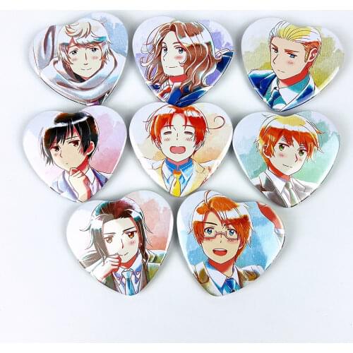 Anime Badges Heart Hetalia Axis Power APH Very Cute Lovely Brooch Pins