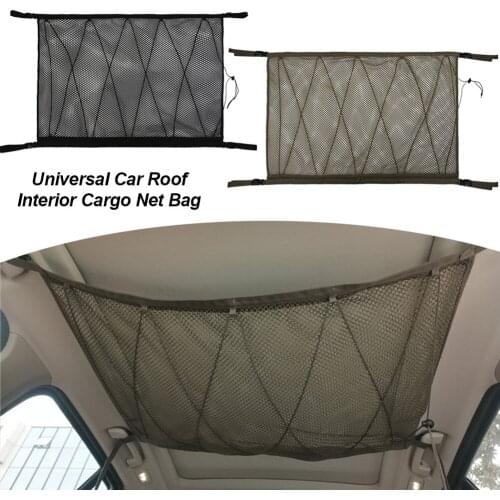 Car Ceiling Roof Interior Cargo Net Bag Portable Car Trunk Storage Pouch Sundries Storage Organizer For Van SUV