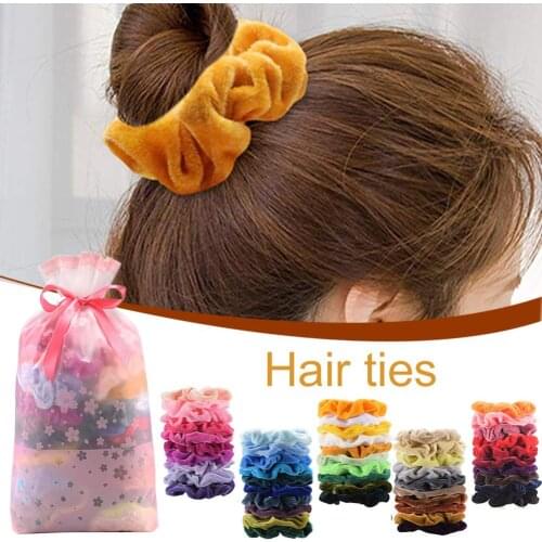 Velvet Hair Scrunchie Elastic Hair Bands Solid Color Women Girls Headwear Ponytail Holder Hair Accessories Hair Band Hair Tie