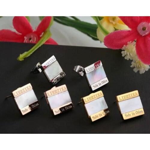 Lierzika brand stainless steel rectangle white shell Sports earrings
