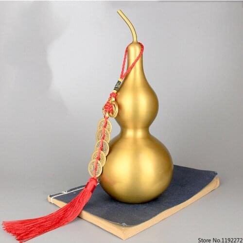 Gourd Decoration Pure Copper Chinese Crafts Town House Treasures Copper Gourd Ornaments Home Office Tabletop Ornaments Lucky