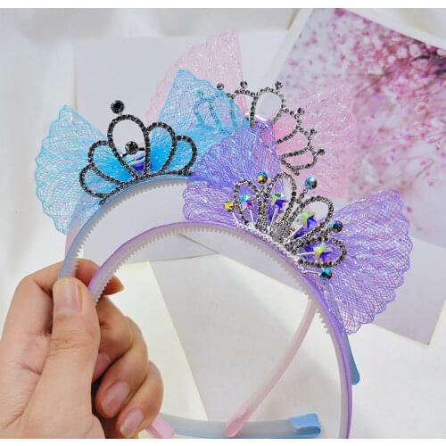 Childrens stereoscopic bow crown hair band Childrens crown headdress Princess Korean girl hair clip baby hair ornament