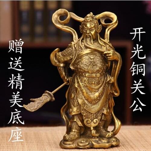 Really ancient BRASS statue of Guan Gong copper ornaments Fortuna Wu Guan Yu Guan Erye large fortune gift shop opened