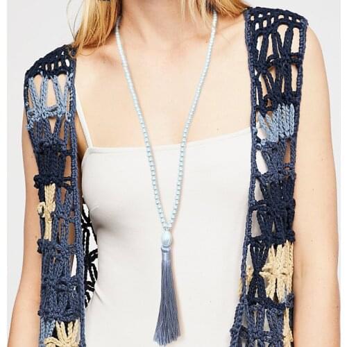 Long Faux Pearls Pendant Necklace Women White Pearls Tassel Sweater Jewelry 10 Colorful Tassel Necklace for Girls Fashion New