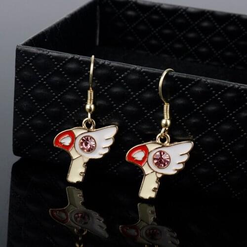 Dongsheng Fashion jewelry metal enamel angel wing star heart Card Captor Sakura earring for women Girl Party Gift -15