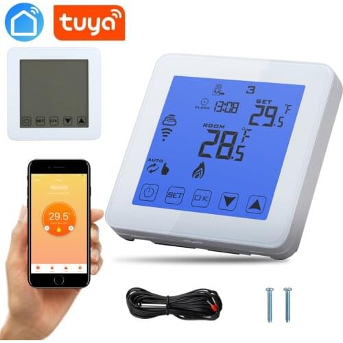 Samrttuya Alexa echo Wifi Energy Saving Thermostat Programmable Touch Screen Temperature Controller Electrical and Water Heating