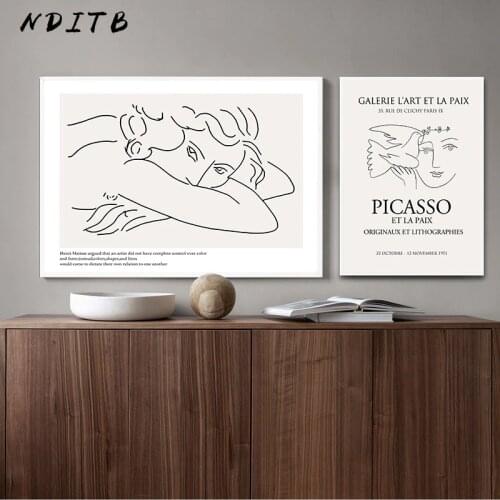 Picasso Matisse Art Line Drawing Poster Abstract Minimalist Wall Art Canvas Print Famous Painting Moder Decorative Picture