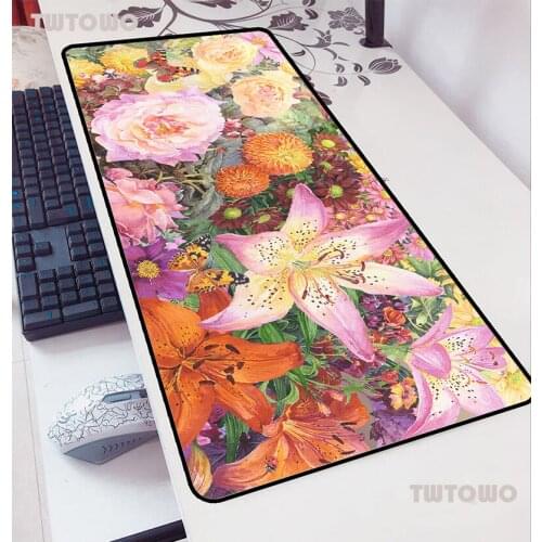 Beautiful Flower Big Promotion Cool New Butterfly Keyboard Gaming Mouse Pads High-end Size For 700x300x2mm Rubber Mouse Mats