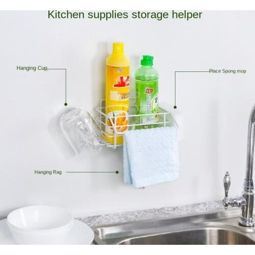Kitchen Sink Drying Rack Spice Organizer Organizer Sponge Holder Storage Drainer Basket Bottle Shelf Rag Hanger Hook Accessories