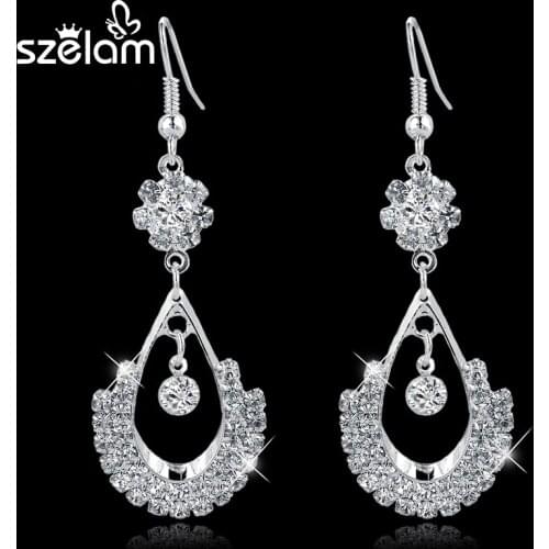 Fashion Pendientes New Silver Crystal Water Drop Earrings For Women Luxury Statement Earrings Wedding Jewelry Brincos Ser150128