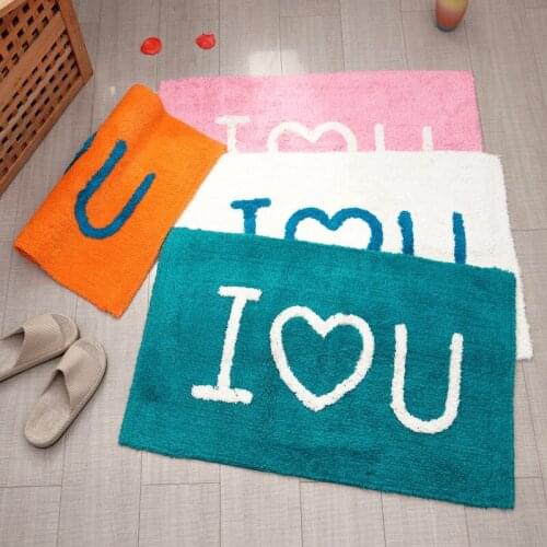 Fashion Pure Cotton Floor Mat LOVE For Bedroom Door Mat Bathroom Water Absorbent Rug Ground Mat Decoraton Bedside Carpet