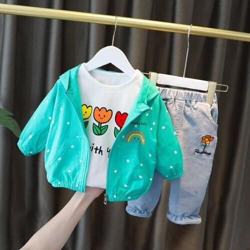 Baby girl clothes spring and autumn girls 3pcs toddler girl clothes long sleeve fashion cartoon clothes kids clothes girls 1-5Y