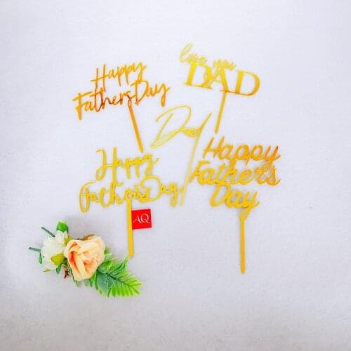 New Acrylic Cake Topper Gold Dad Father Birthday Cake Topper for Fathers day Daddy Birthday Party Cake Decorations