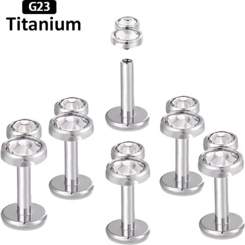 New G23 Titanium inlaid drilling ear nail straight rod internal thread lip nail perforated ear bone nail body piercing jewelry