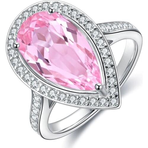 Pirmiana (Customizable) Lab Grown Morganites Pear Shape Engagement Ring S925 Sterling Silver Jewelry Women