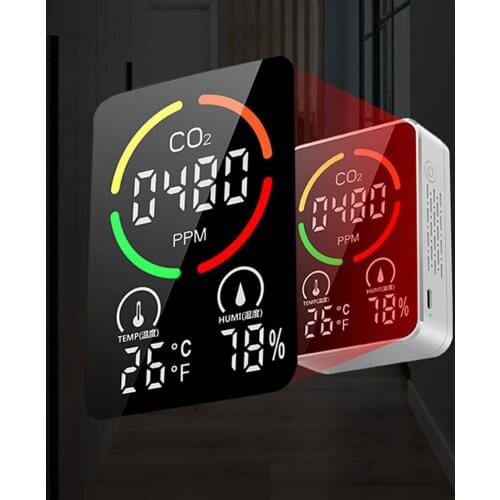 Portable Temperature Humidity Sensor CO2 Meter Digital Tester Air Quality Meter with Infrared Strong Core White/ Black