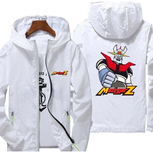 Casual Mazinger Z Robot Jacket Spring Autumn reflective zipper Windbreaker waterproof Jackets men street Hooded thin Coats