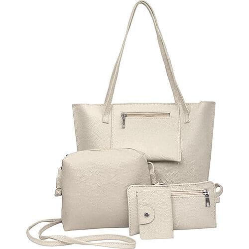 4 Pcs/Set Simple Fashion Women Messenger Bags PU Leather Tote Handbag Ladies Large Capacity Casual Shoulder Bag Best Sale-WT