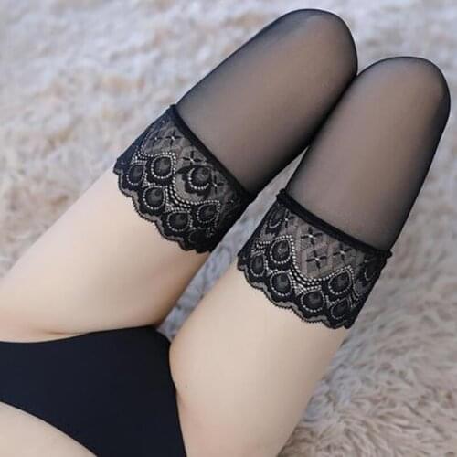 Sexy Stockings Women Thigh High Sheer Lace Fishnet Lingerie Porno Hosiery Ladies Black White Leopard Hollow Out Mesh Pantyhose
