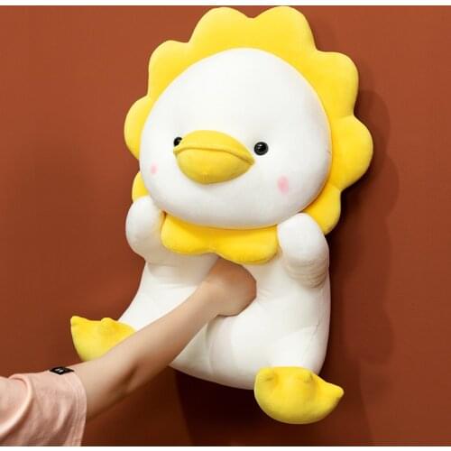 25-60cm Cute Sunflower Duck Plush Toys Soft Stuffed Down Cotton Funny Ducks Doll Baby Kids Huggable Pillow Appease Gift