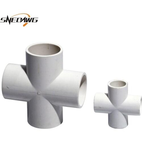 PVC-U Cross Type Water Pipe Fitting Connectors 20/25/32/40/50/63mm Pipe Joint UPVC Plastic Water Pipe Supply Pipe Joint Fitting