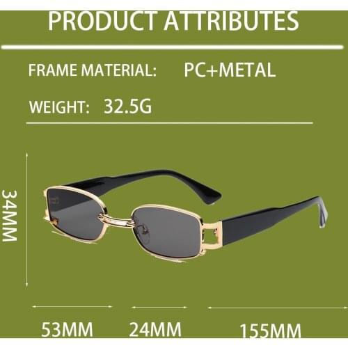 Punk Metal Small Frame Sunglasses Women 2021 Rectangle Luxury Brand Design Retro Simplicity Sun Glasses Men Vintage Shades UV400
