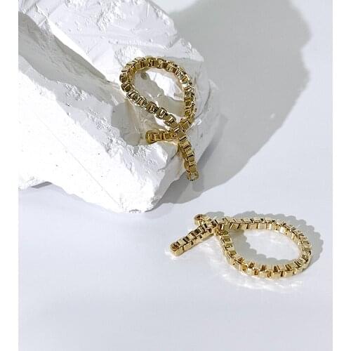 U-Magical Creative Gold Color Metallic Box Chain Ring for Women Brass Irregular Exaggerated Index Finger Wedding Ring Jewellery