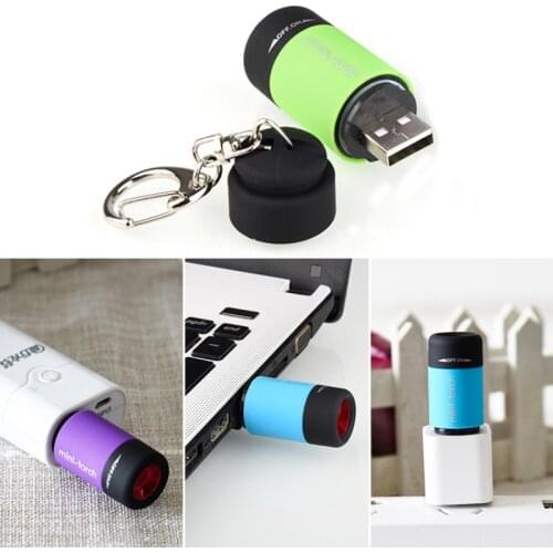 USB Charge Tiny Pocket Torch LED Light Portable Key Ring Flashlight Lamp Torch Rechargeable Keychain Decorative Torch